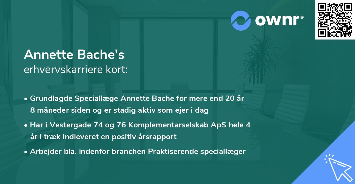 Annette Bache's erhvervskarriere kort