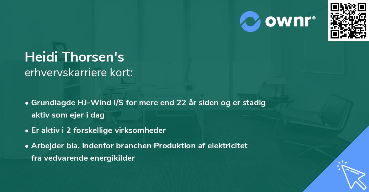 Heidi Thorsen's erhvervskarriere kort