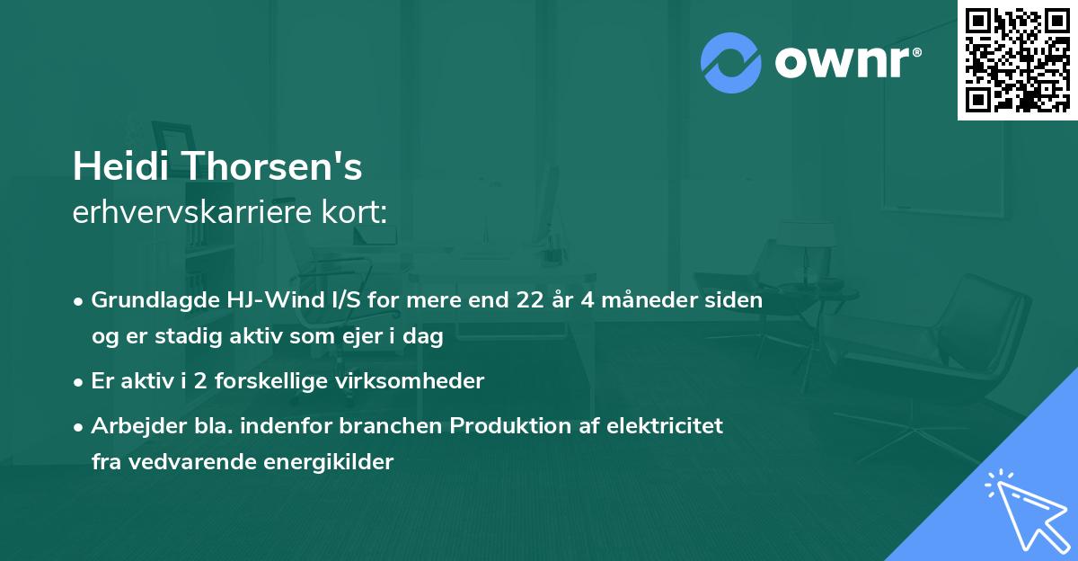 Heidi Thorsen's erhvervskarriere kort