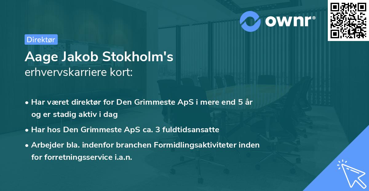 Aage Jakob Stokholm's erhvervskarriere kort