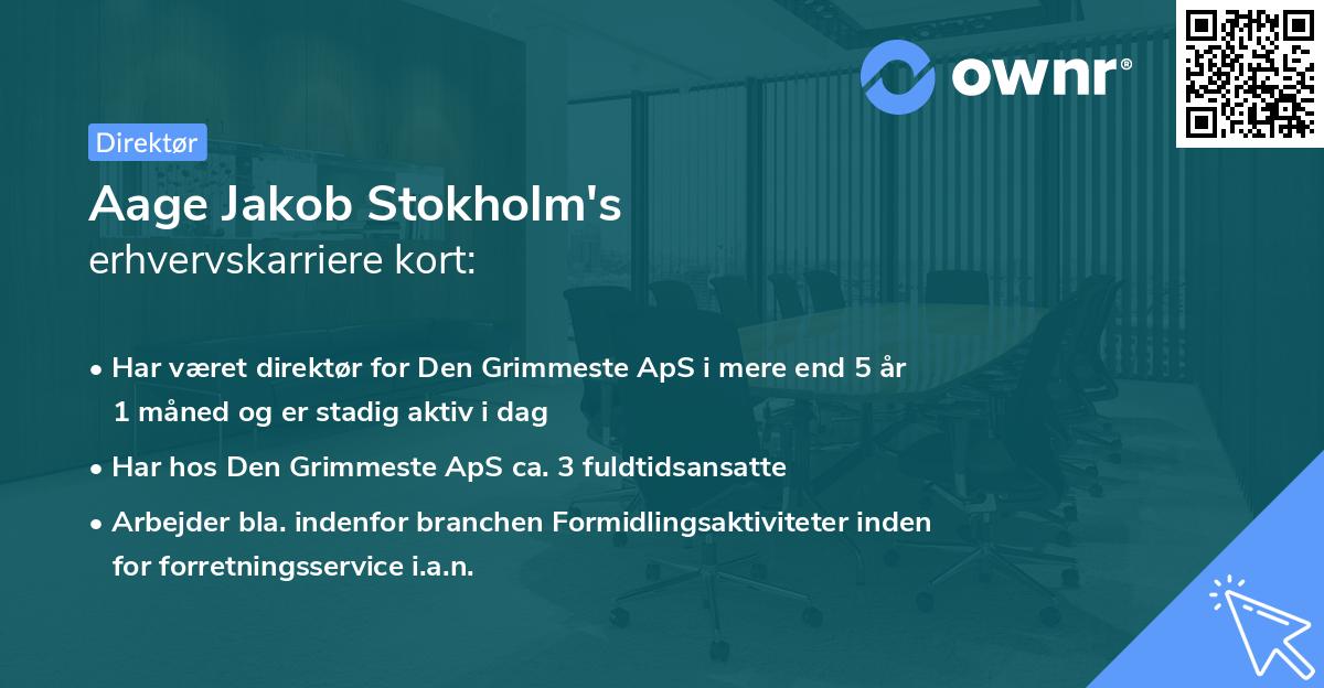 Aage Jakob Stokholm's erhvervskarriere kort