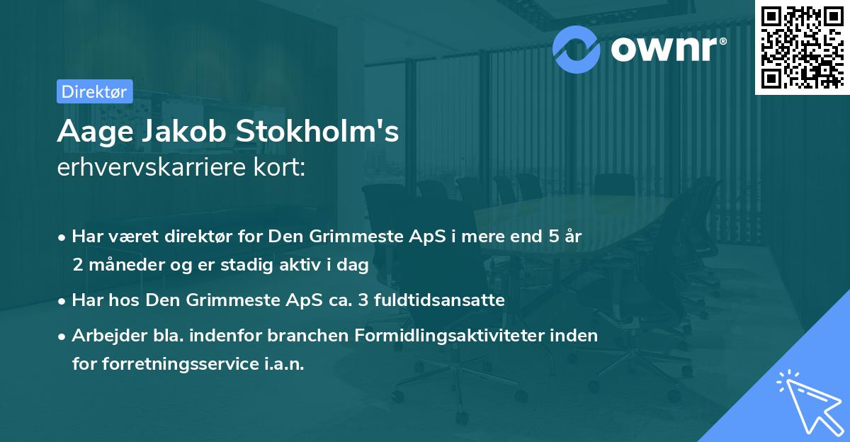 Aage Jakob Stokholm's erhvervskarriere kort