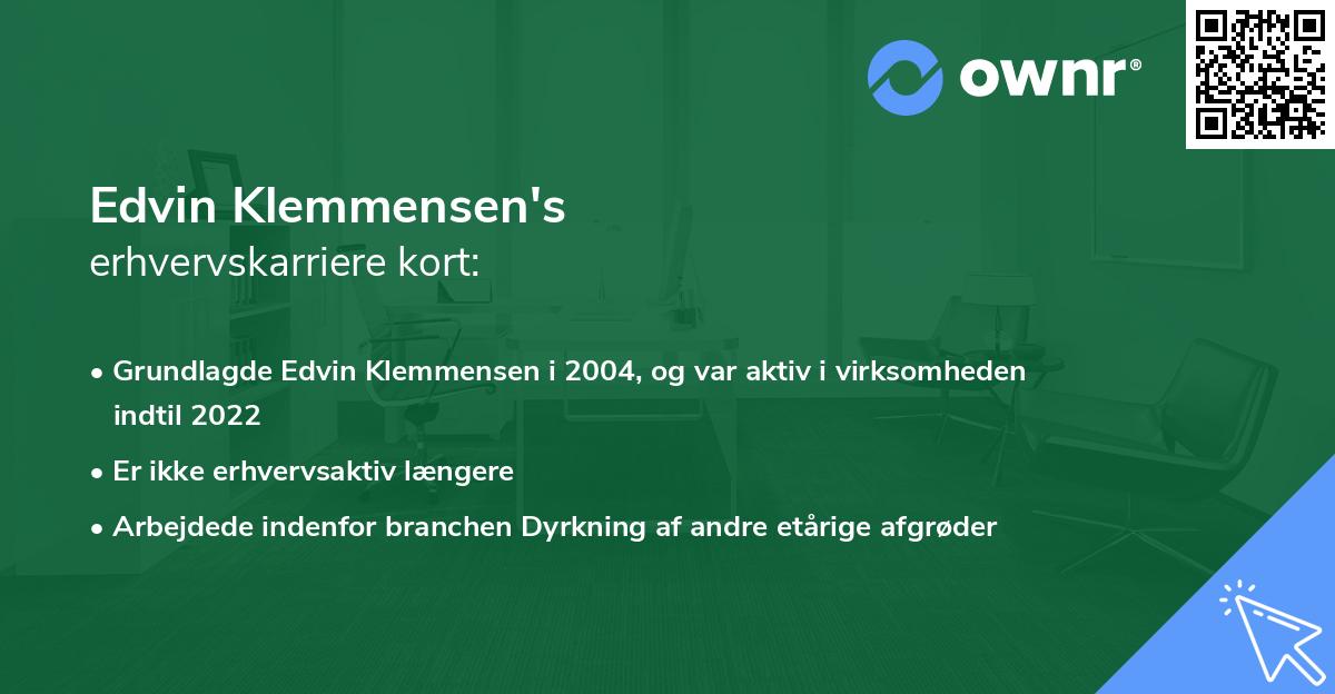 Edvin Klemmensen's erhvervskarriere kort