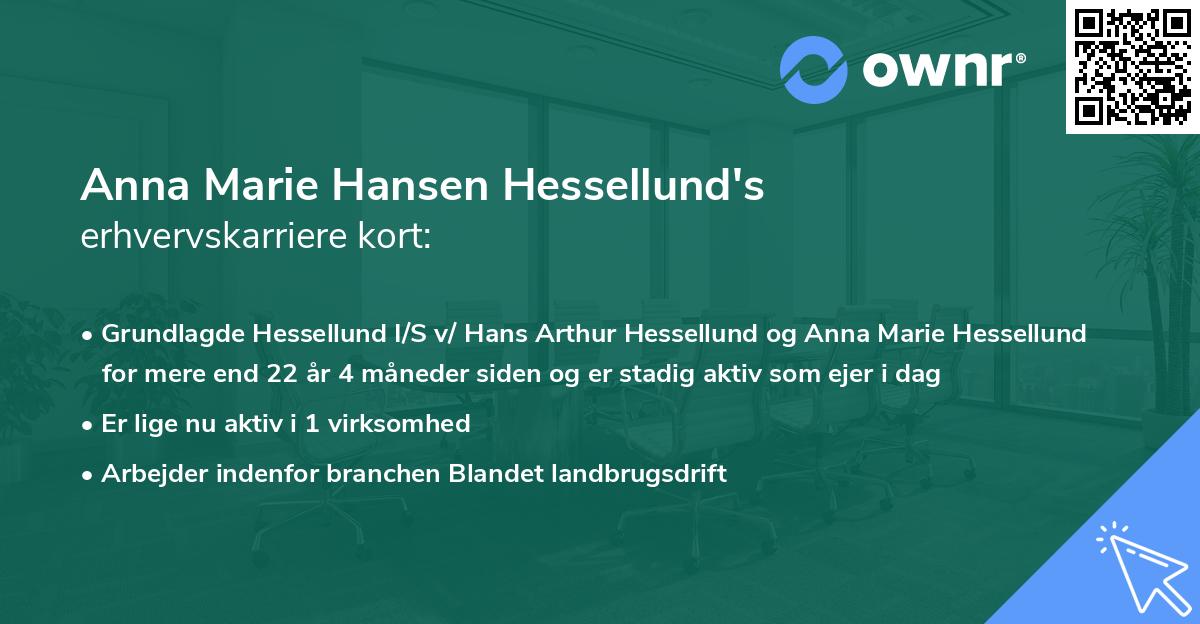 Anna Marie Hansen Hessellund's erhvervskarriere kort