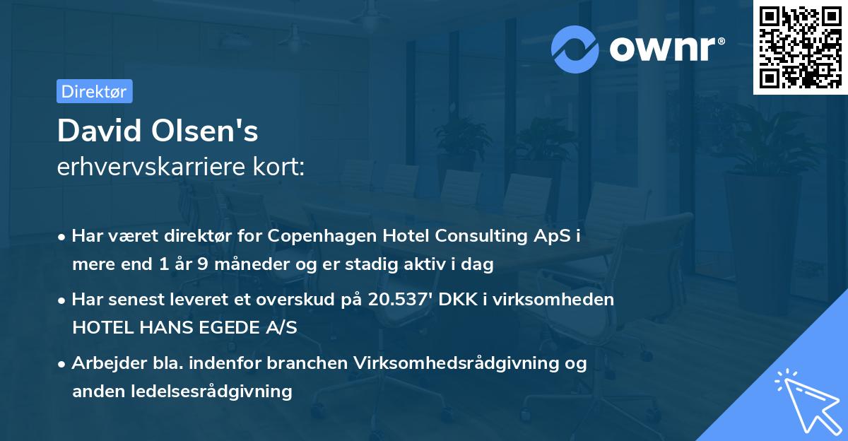 David Olsen's erhvervskarriere kort