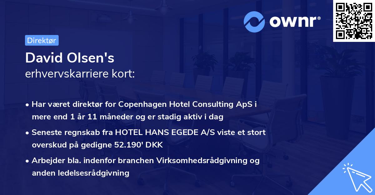 David Olsen's erhvervskarriere kort
