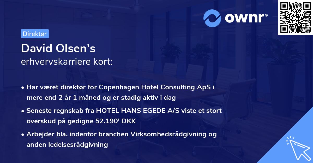 David Olsen's erhvervskarriere kort