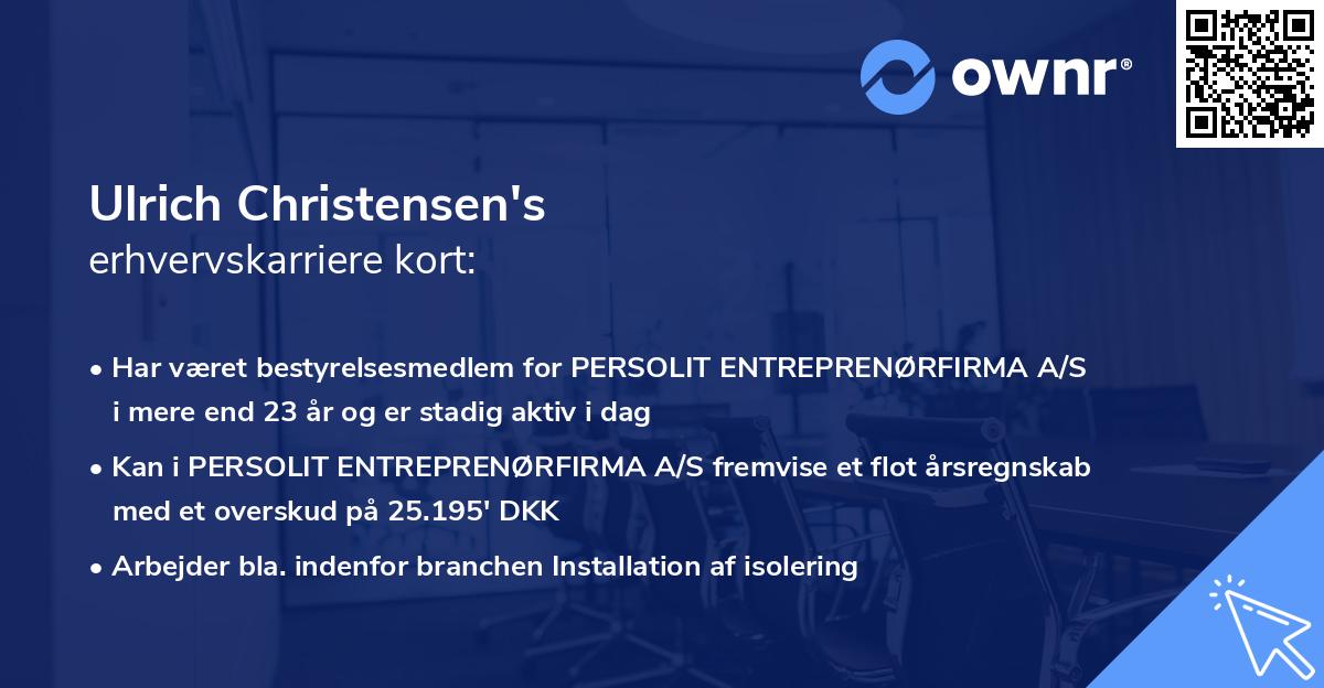 Ulrich Christensen's erhvervskarriere kort