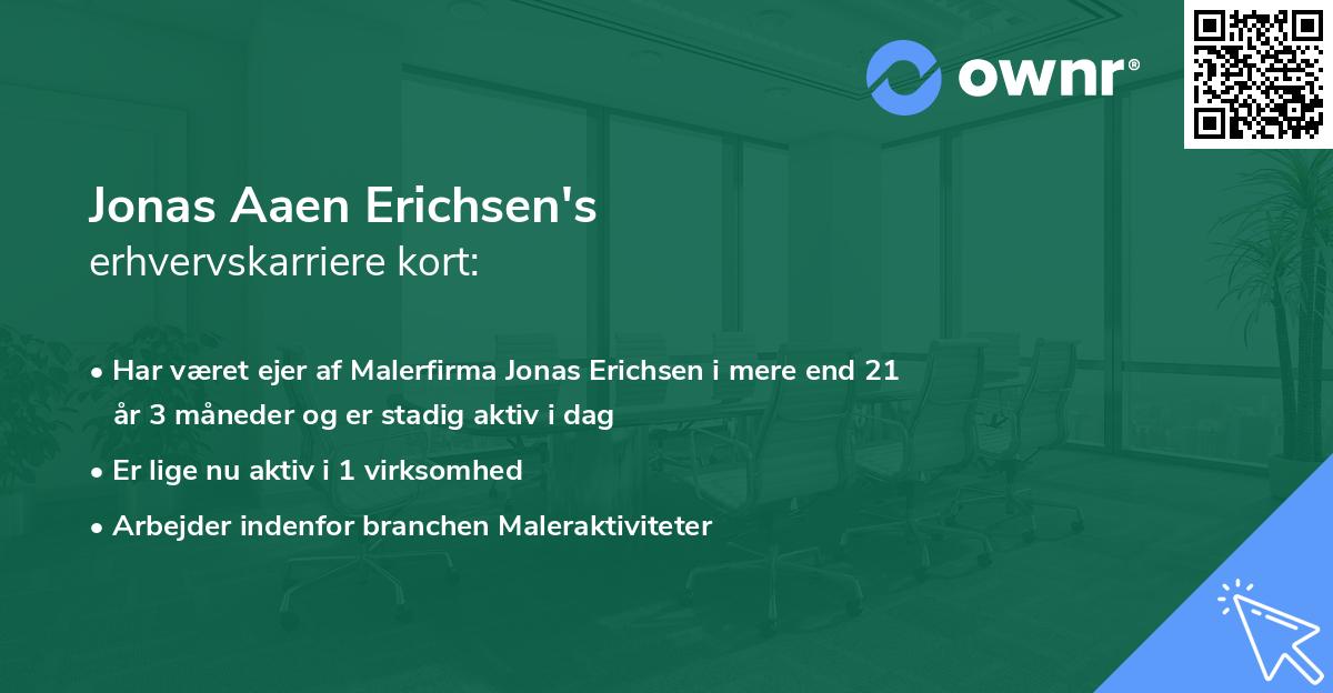 Jonas Aaen Erichsen's erhvervskarriere kort