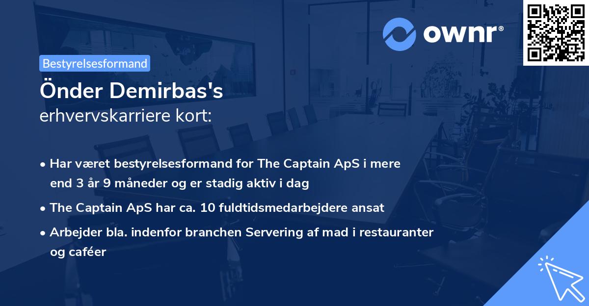 Önder Demirbas's erhvervskarriere kort