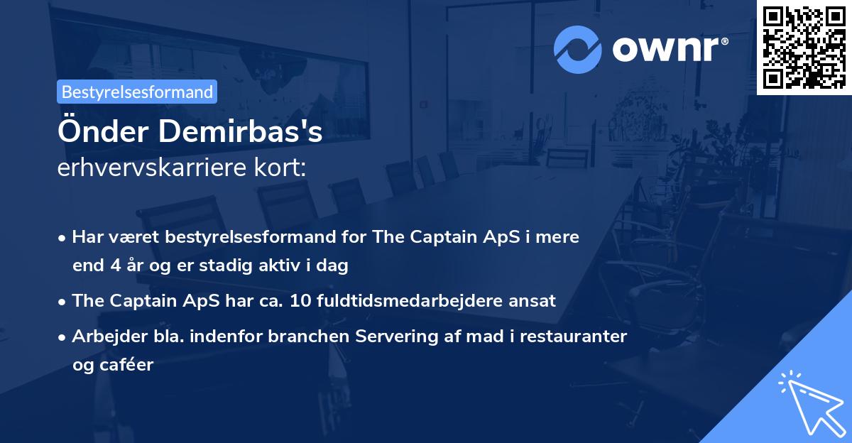 Önder Demirbas's erhvervskarriere kort