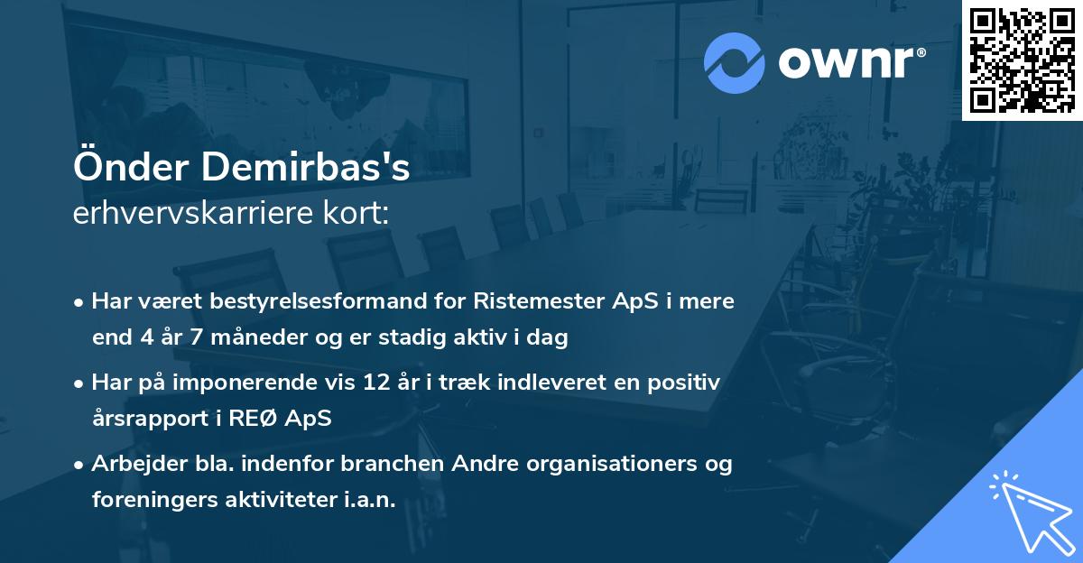 Önder Demirbas's erhvervskarriere kort
