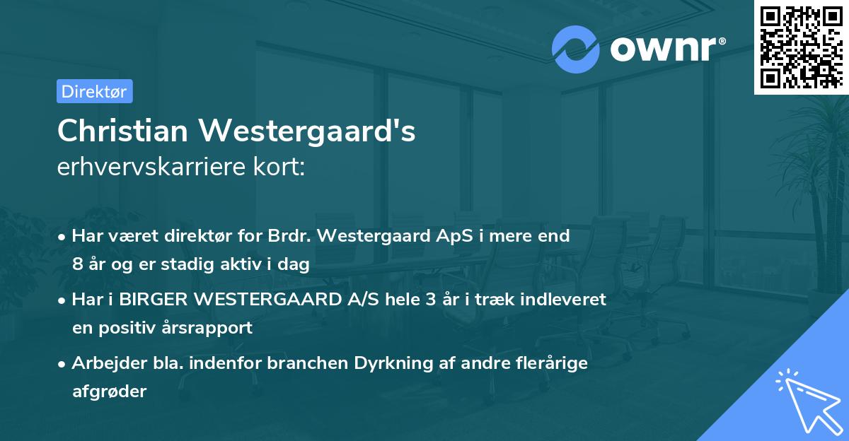 Christian Westergaard's erhvervskarriere kort