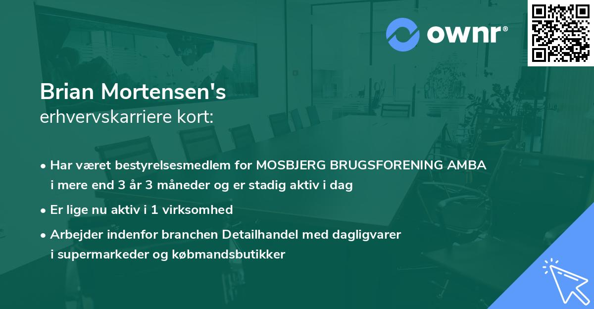 Brian Mortensen's erhvervskarriere kort