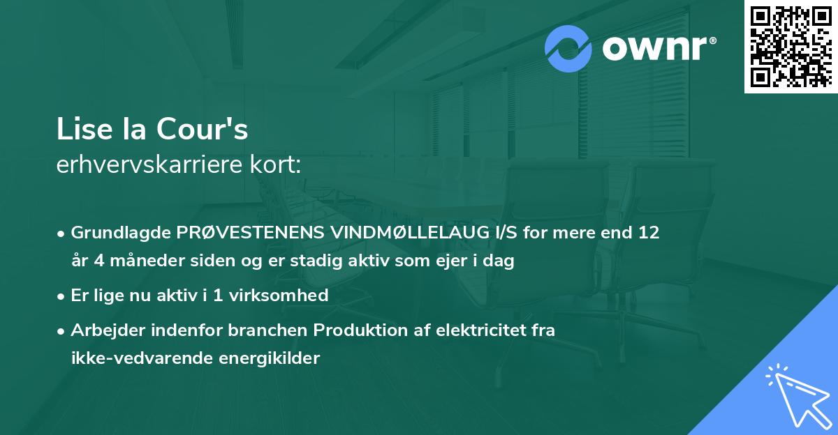 Lise la Cour's erhvervskarriere kort