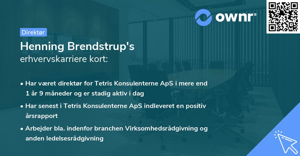 Henning Brendstrup's erhvervskarriere kort