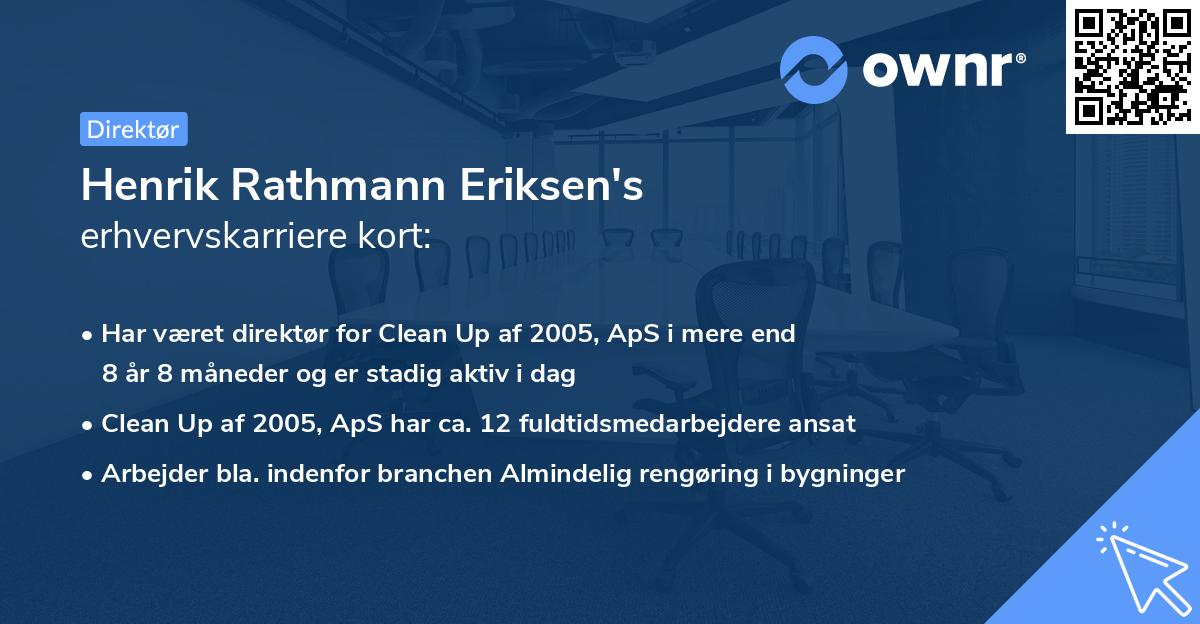 Henrik Rathmann Eriksen's erhvervskarriere kort