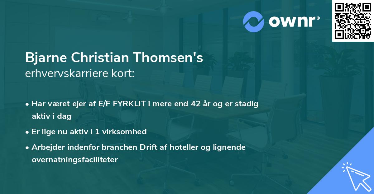 Bjarne Christian Thomsen's erhvervskarriere kort