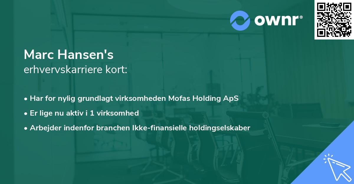Marc Hansen's erhvervskarriere kort
