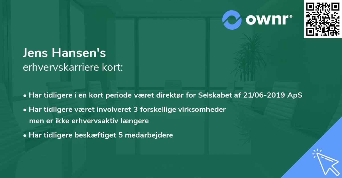 Jens Hansen's erhvervskarriere kort