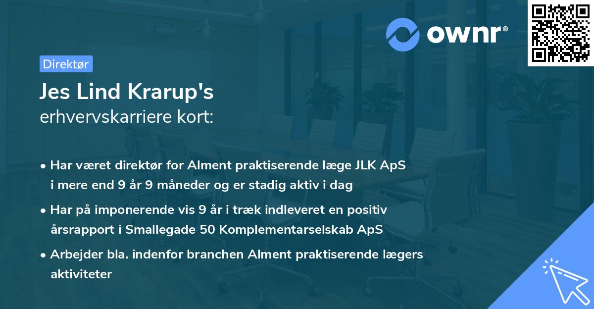 Jes Lind Krarup's erhvervskarriere kort