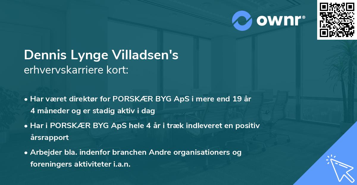 Dennis Lynge Villadsen's erhvervskarriere kort