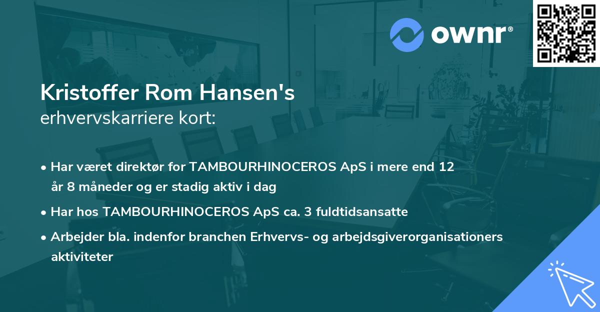 Kristoffer Rom Hansen's erhvervskarriere kort