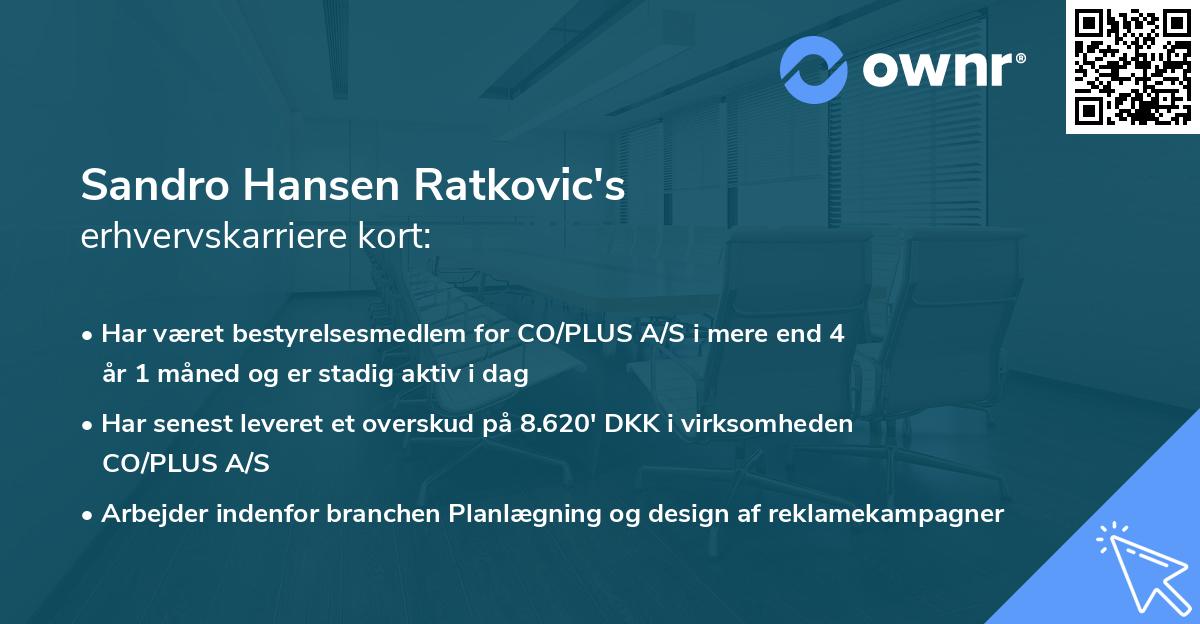 Sandro Hansen Ratkovic's erhvervskarriere kort