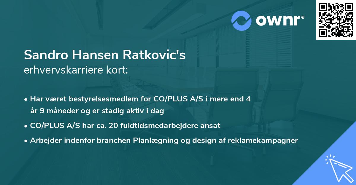 Sandro Hansen Ratkovic's erhvervskarriere kort