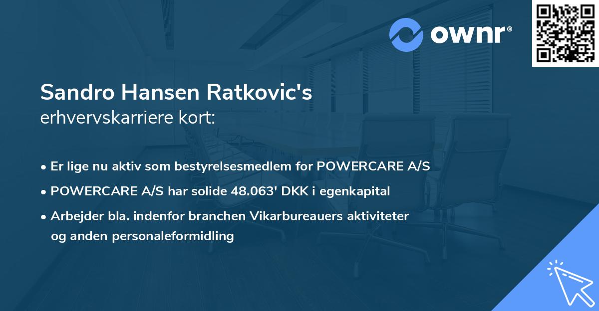 Sandro Hansen Ratkovic's erhvervskarriere kort