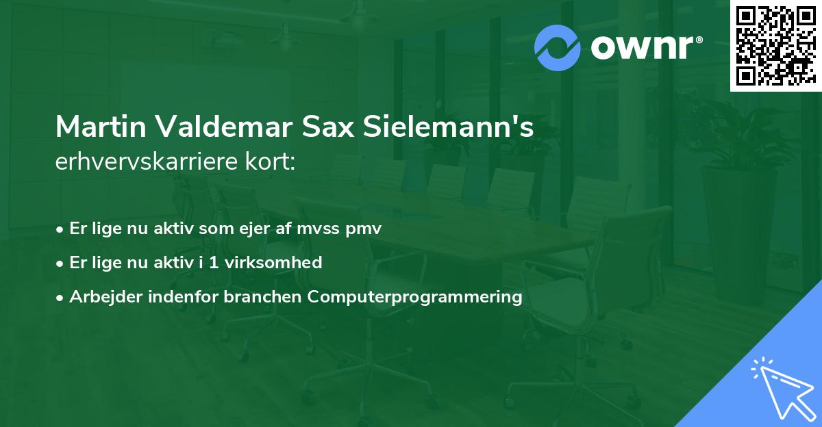 Martin Valdemar Sax Sielemann's erhvervskarriere kort