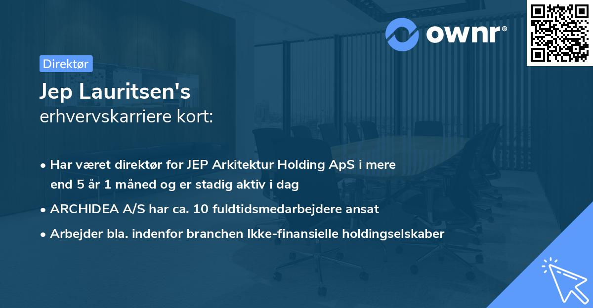 Jep Lauritsen's erhvervskarriere kort