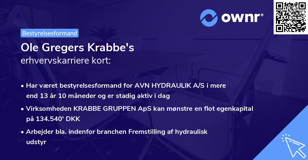 Ole Gregers Krabbe's erhvervskarriere kort