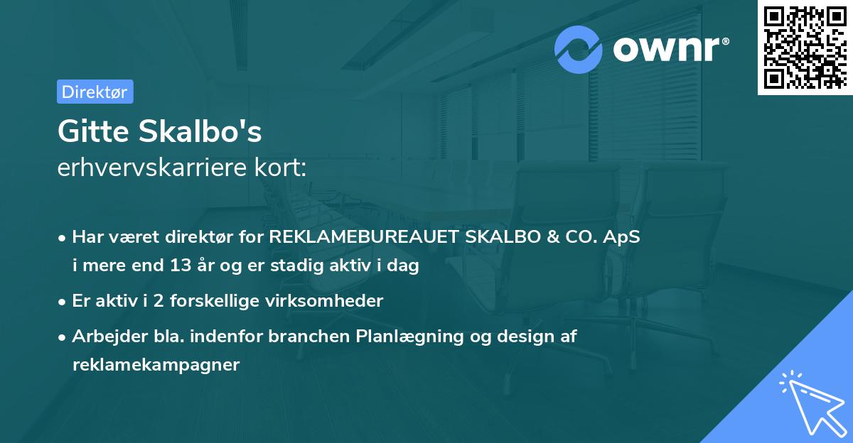 Gitte Skalbo's erhvervskarriere kort