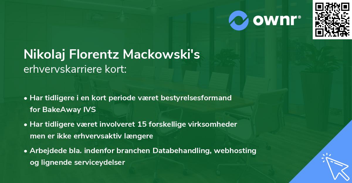 Nikolaj Florentz Mackowski's erhvervskarriere kort