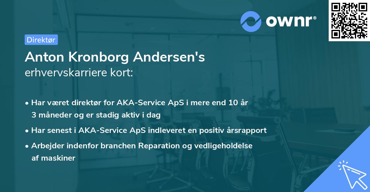 Anton Kronborg Andersen's erhvervskarriere kort