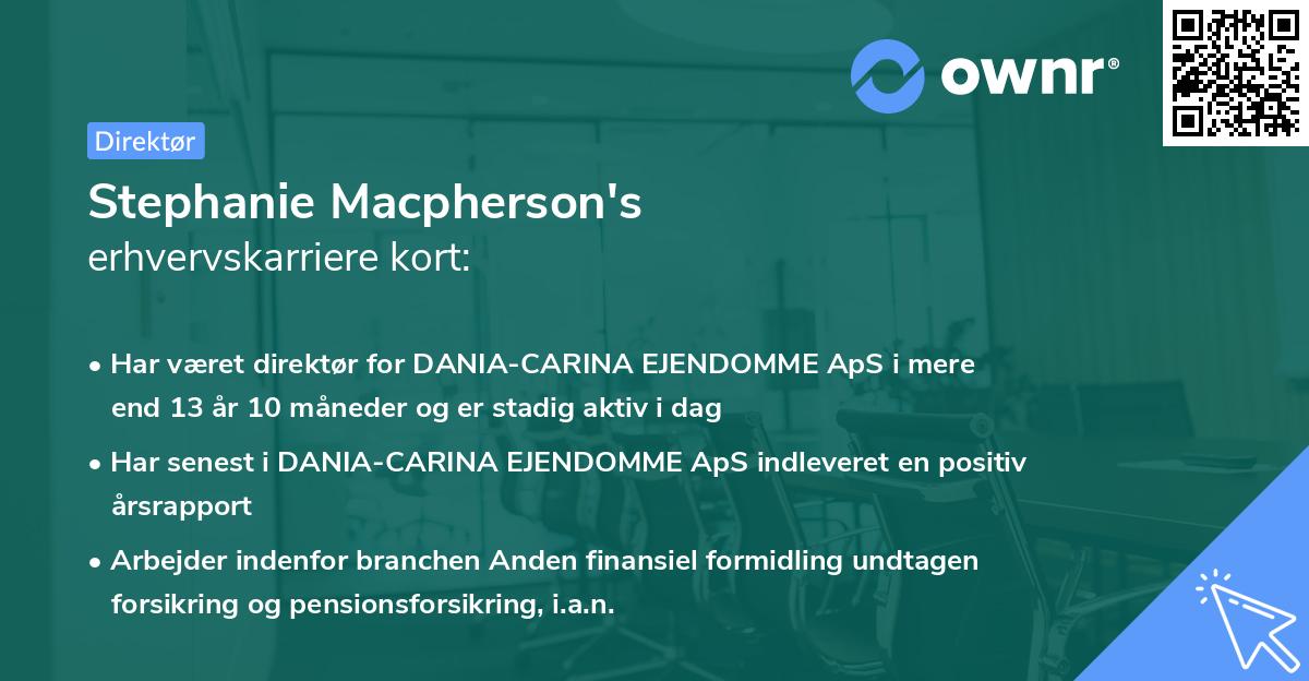 Stephanie Macpherson's erhvervskarriere kort