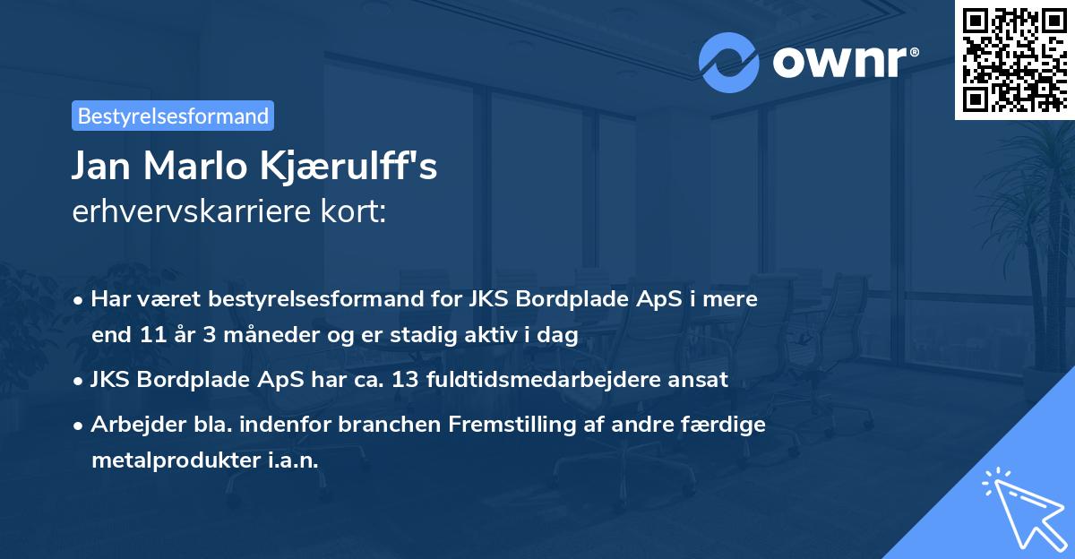 Jan Marlo Kjærulff's erhvervskarriere kort