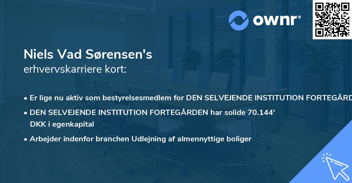 Niels Vad Sørensen's erhvervskarriere kort