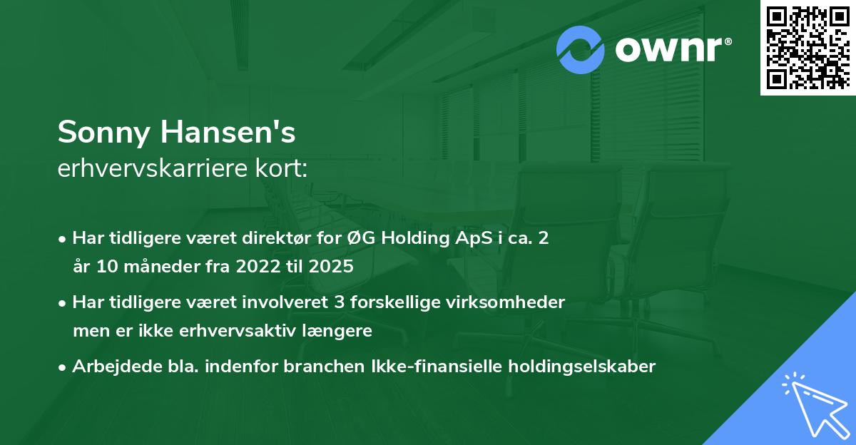Sonny Hansen's erhvervskarriere kort