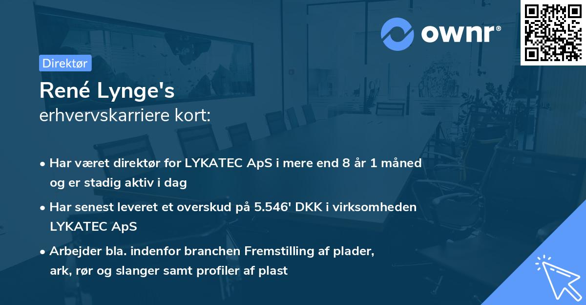 René Lynge's erhvervskarriere kort