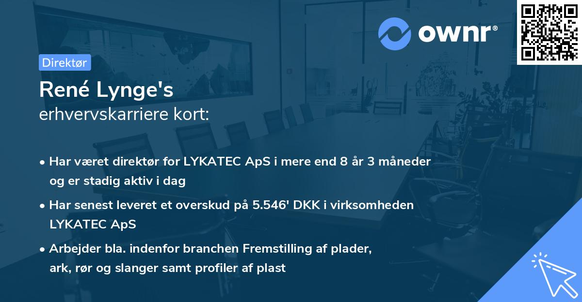 René Lynge's erhvervskarriere kort