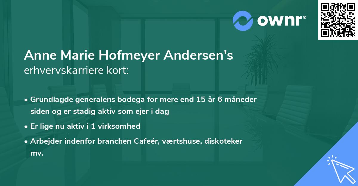 Anne Marie Hofmeyer Andersen's erhvervskarriere kort