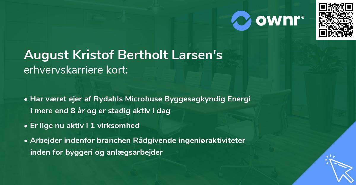 August Kristof Bertholt Larsen's erhvervskarriere kort