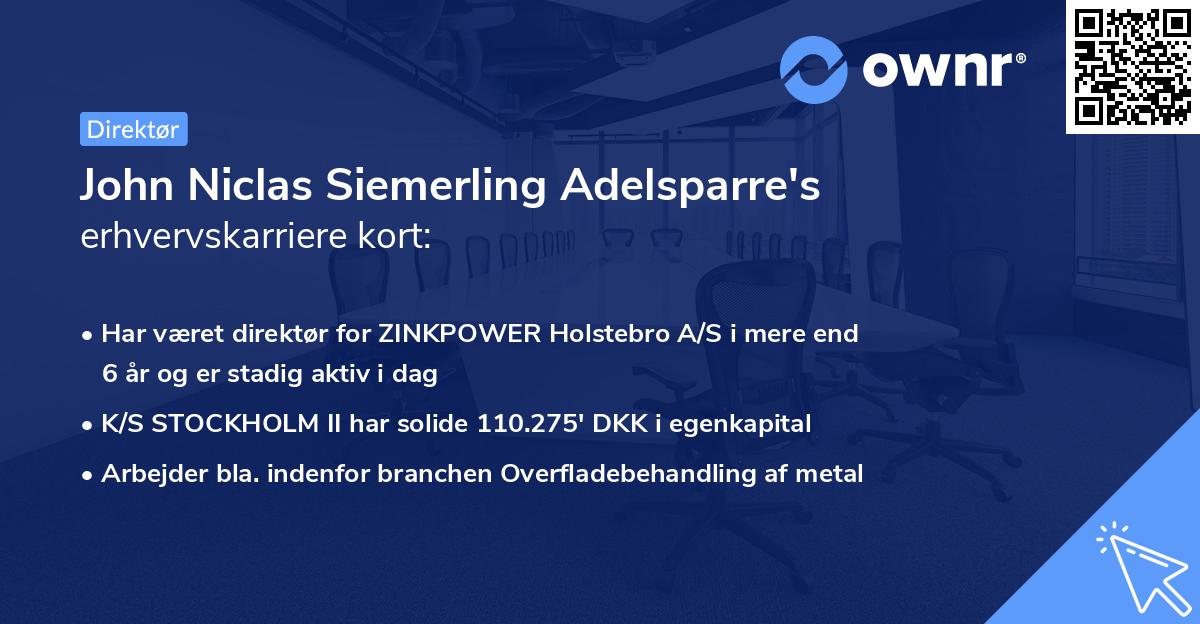 John Niclas Siemerling Adelsparre's erhvervskarriere kort