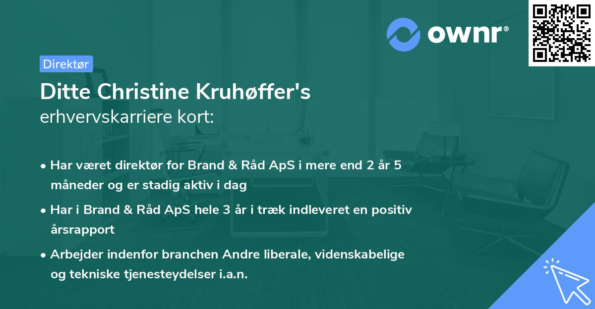 Ditte Christine Kruhøffer's erhvervskarriere kort