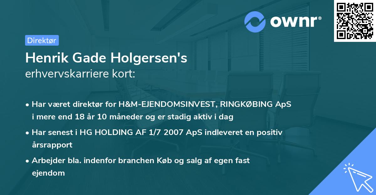 Henrik Gade Holgersen's erhvervskarriere kort