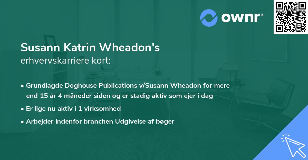 Susann Katrin Wheadon's erhvervskarriere kort