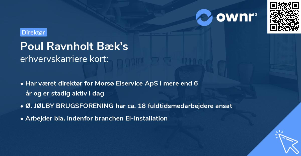 Poul Ravnholt Bæk's erhvervskarriere kort