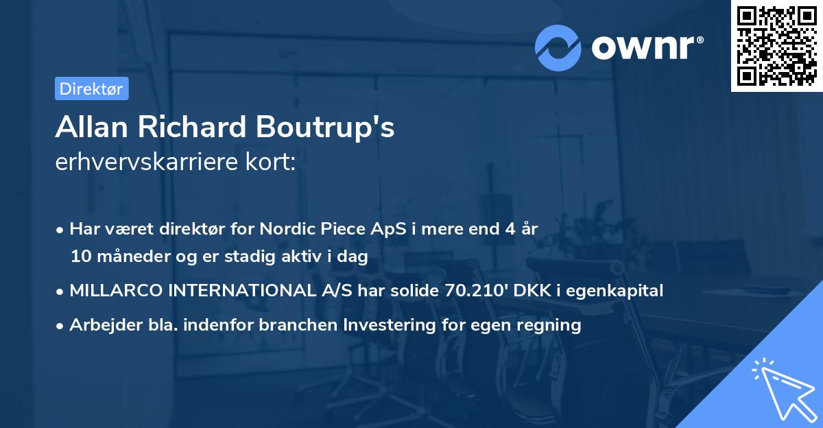 Allan Richard Boutrup's erhvervskarriere kort
